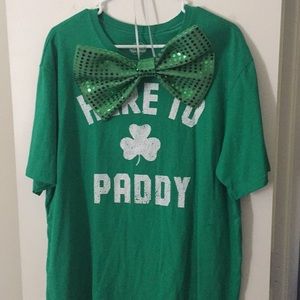 St. Patrick’s Day holiday t-shirt and bow tie.